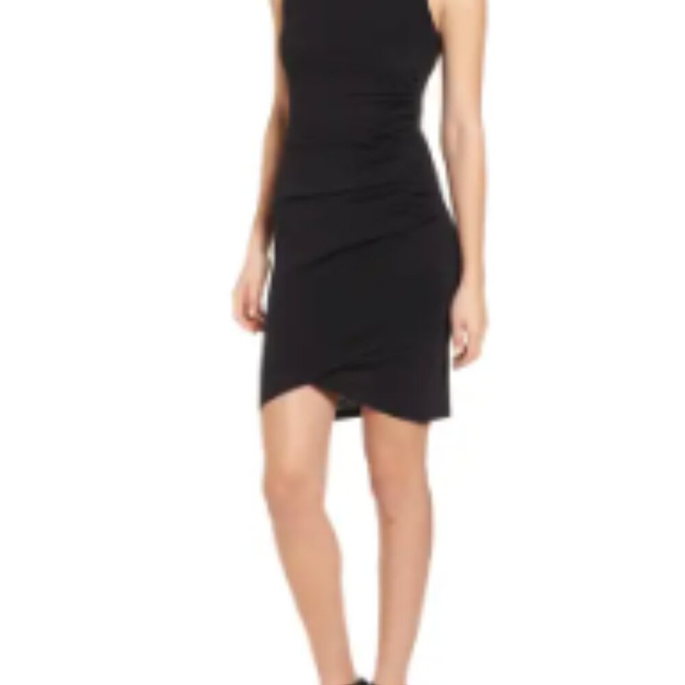Nordstrom Melrose and Market Leith Ruched Body-Con Sleeveless Dress Black